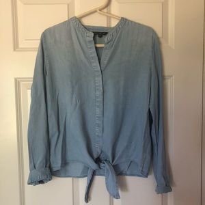 Tie front chambray shirt